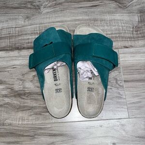 Birkenstock Kyoto Dark Teal Suede Sandals